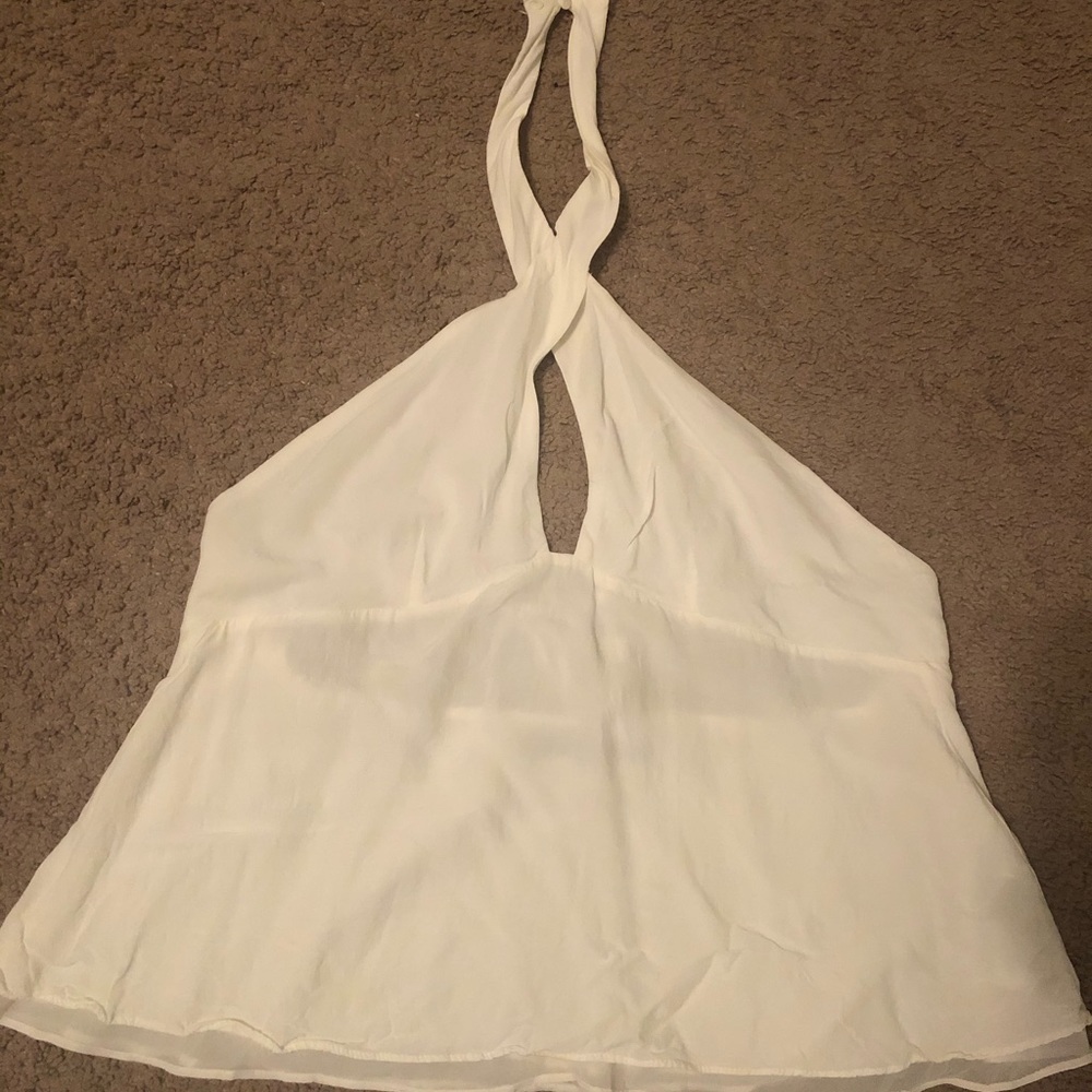 Zara size M CREAM keyhole high neck top
